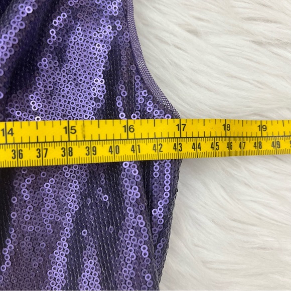 NWT!! Tadashi Shoji Ash Purple Sequin Sleeveless Elegant Shirt Top Peplum Back - Picture 9 of 11